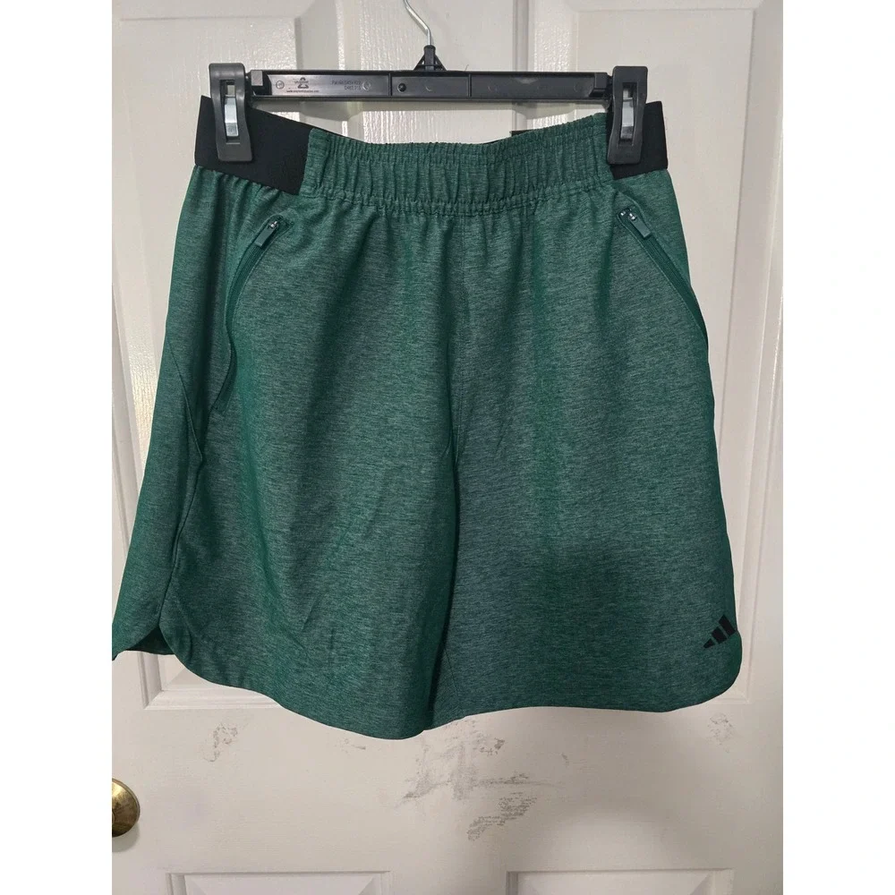 Adidas Axis Training Shorts Mens Green Heathered 7 Inch Inseam NEW